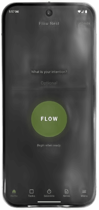 FlowNest App Interface - Home